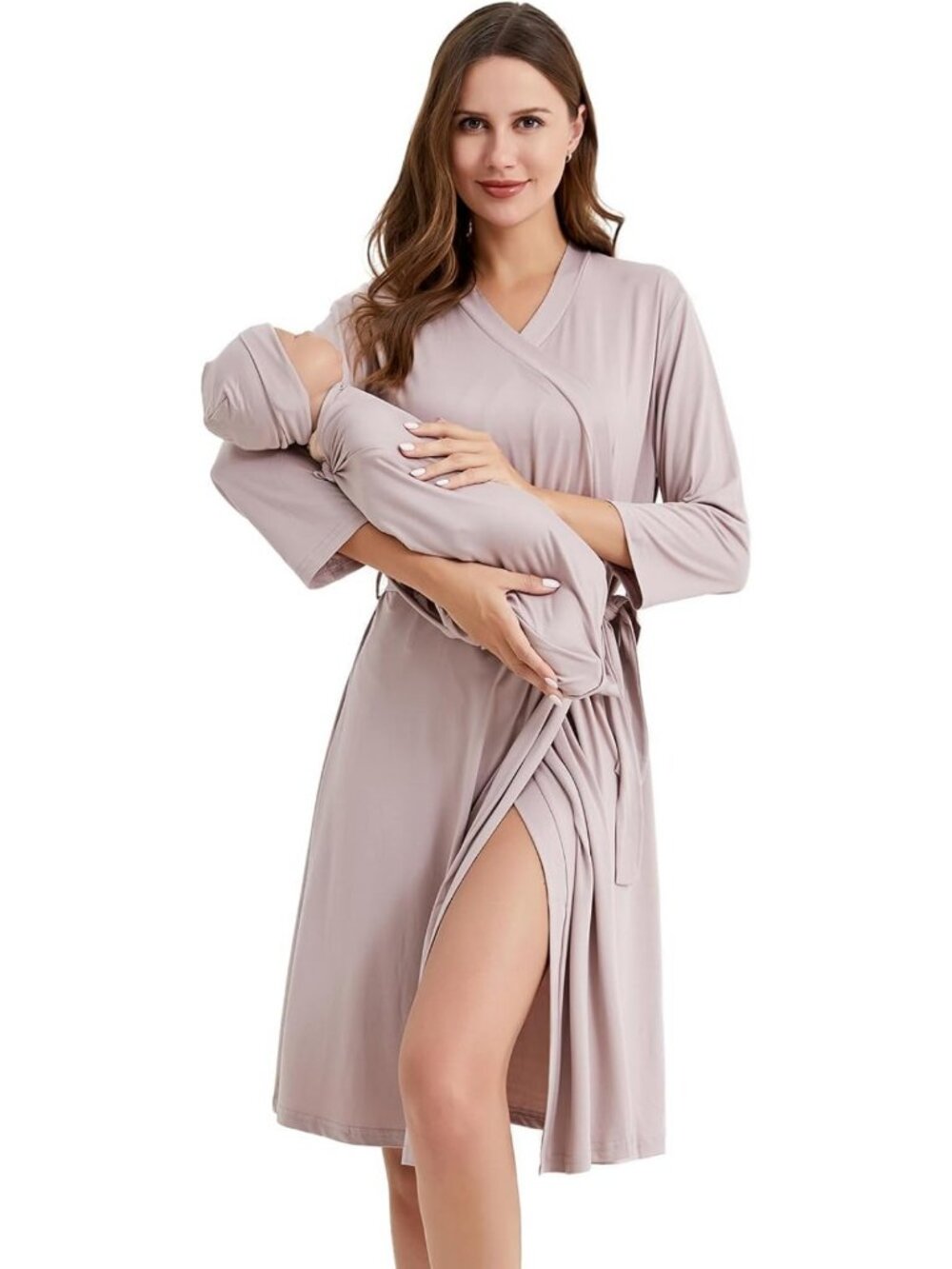 Cozy Maternity Robe & Receiving Blanket Set | Matching Mommy Labor Outfit